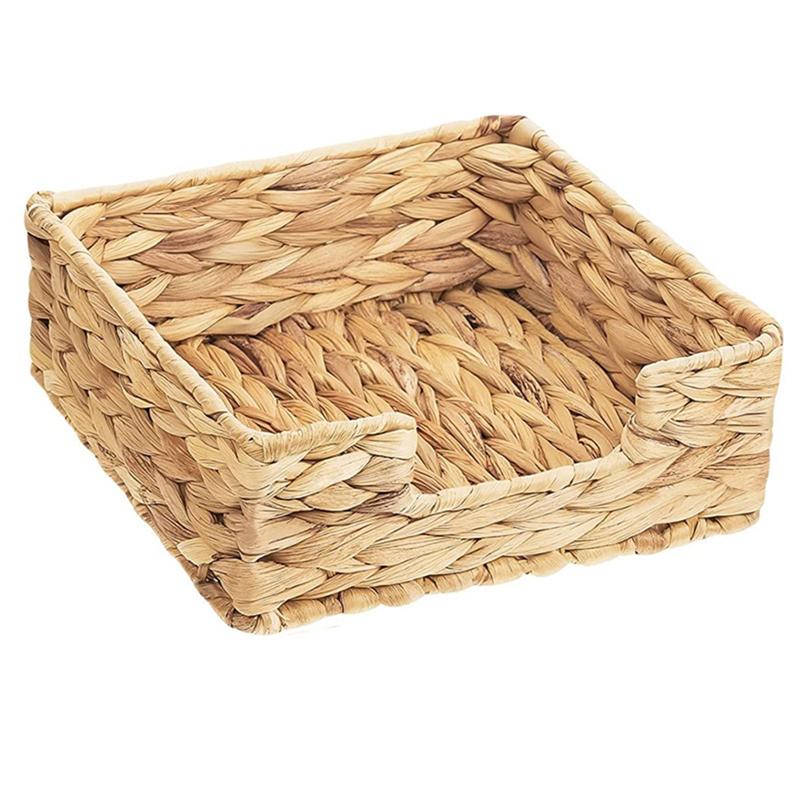 AD23-2PCS Bathroom Disposable Guest Towel Holder Long Seagrass Woven Rattan Wicker Table Hand Guest Towel Basket Tray