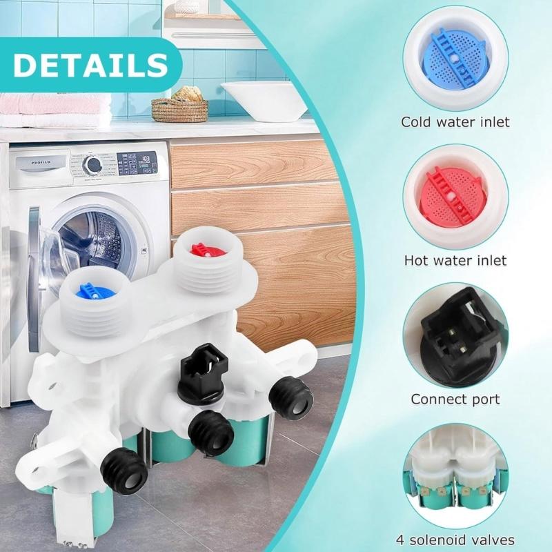 Multifuntional Automatic Washer Inlet Valves Easy Installation Washing Machine Repair Part for Home and Laundromats