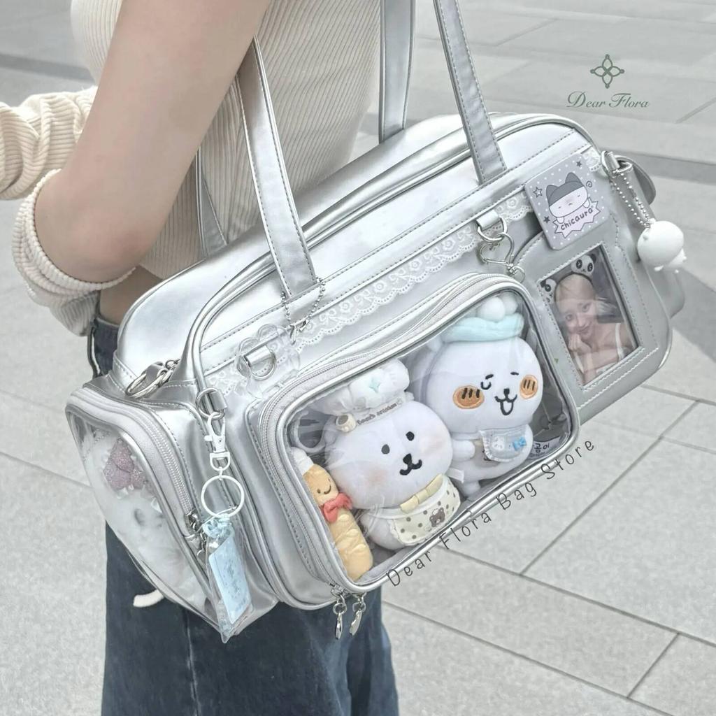 Y2K Nouveau Sac Ita pour Concert Grand Sac à Bandoulière Capacité JK Sac à Dos Transparent Fille Mignonne Sac Bandoulière pour Affichage de Badges DIY d'Exposition