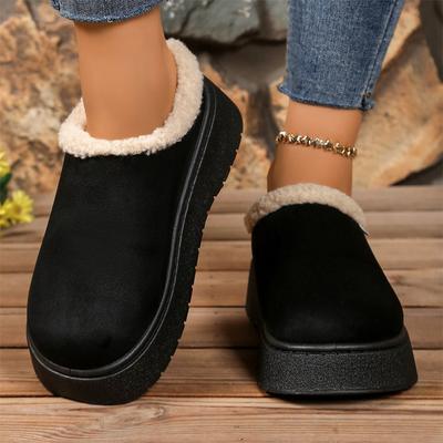 Fashion Comfortable Faux Suede Snow Boots Women Winter Solid Color Platform Ankle Boots Woman Round Toe Slip On Warm Booties Mujer