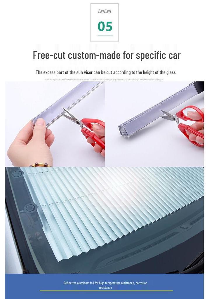 Retractable Car Sunshade: Foldable Heat Insulation Sun Blocker with Suction Cup.