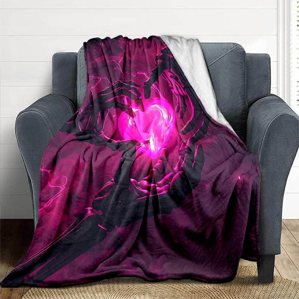 1pc Skelelove Heartbeat Blanket, Lightweight Flannel Throw Blanket for Sofa, Bed, Travel, Camping, Living Room, Office, Couch, Chair, and Bed