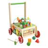 Wooden Baby Walker Stroller with Educational Learning Aid - Anti-Tip Push Car Toy for Toddlers