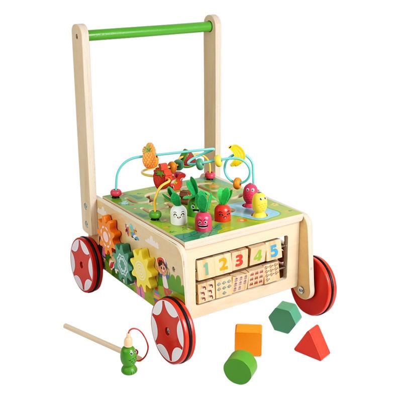 Wooden Baby Walker Stroller with Educational