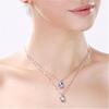 Silver Plated Crescent Moon & Heart Pendant Necklace for Women - Korean Style Fashion Accessory
