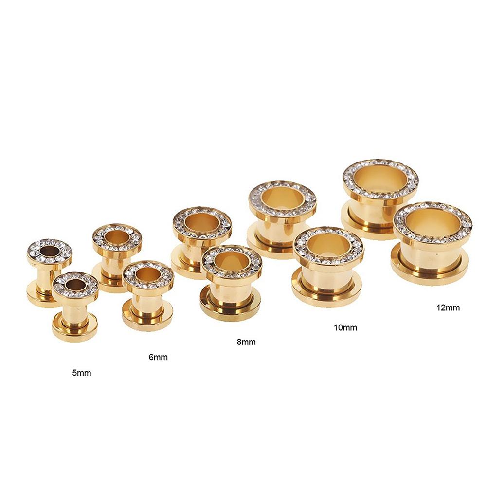 1Pc Stainless Steel Rhinestone Inlaid Plating Ear Plug Earring Piercing Jewelry