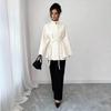 Manteau Cape Élégant pour Femme en Laine Mélangée à Col Montant Ceinture à Nouer Garniture en Fourrure de Lapin Vêtement d'Hiver