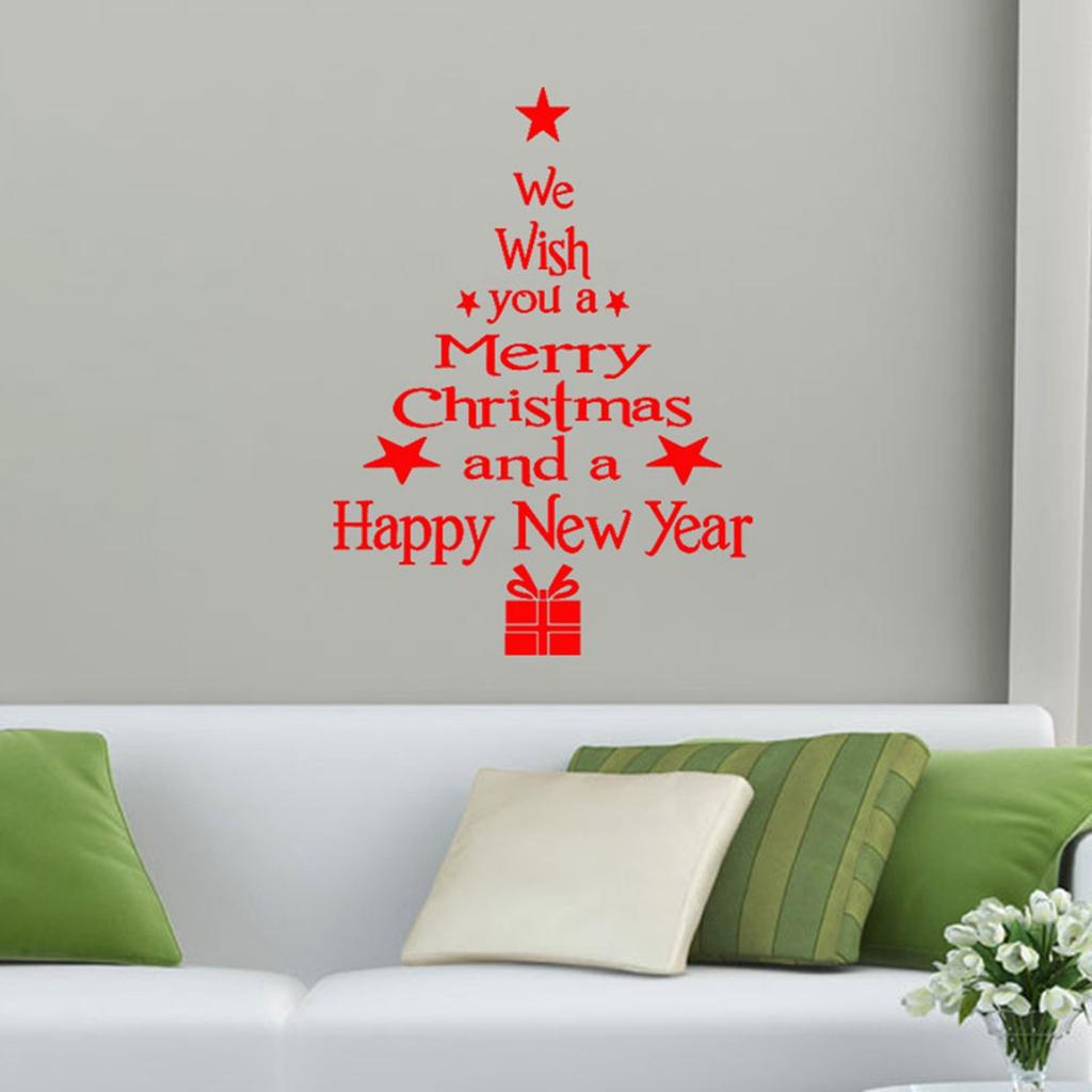 Christmas Tree Wall Stickers Letter Vinyl Wall Decal Creative Wall Sticker Removable Art Wall Paper For Bedroom Living Room