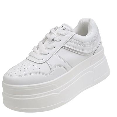 Fashion New 2024 Autumn Women High Platform Shoes 8CM Comfortable Chunky Sneakers Breathable Leather Wedges Casual Sport Dad Shoes Woman