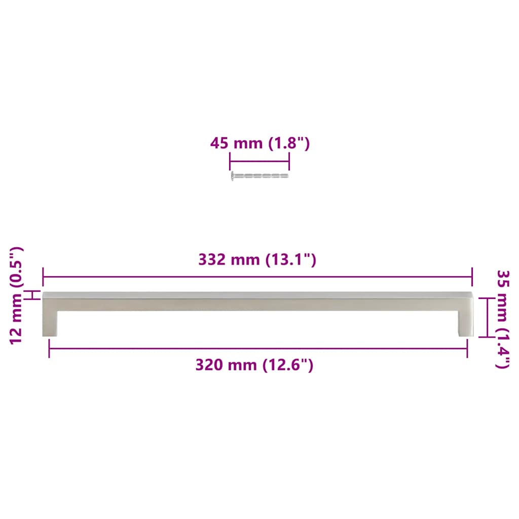 Furniture Handles 5 Pcs Silver 320 Mm Stainless Steel