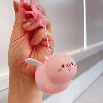 Yousheng 1/2Pcs Pig Keychain Pendant with Flapping Wings Pull String To Vibrate Fun Toy Decoration Kids Bag Pendant Car Keychain