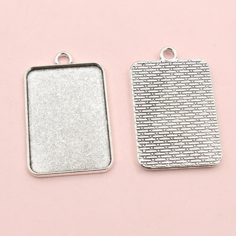 

5pcs Fits 23x33mm Cabochons Rectangle Pendant Blank Base Setting Bezel Tray Single/Double Side DIY Jewelry Accessories Findings
