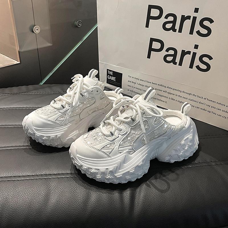 

Muffin versatile durian sole sneakers women s spring new thick-soled small man sequined comfortable little white shoes 40