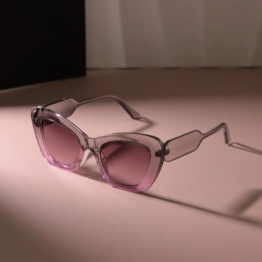 Stilvolle Farbverlaufs-Sonnenbrille Damen Herren Cat-Eye-Sonnenbrille Weiblich Geometrisch Grüne Farben Spiegel Designer-Marke Mode