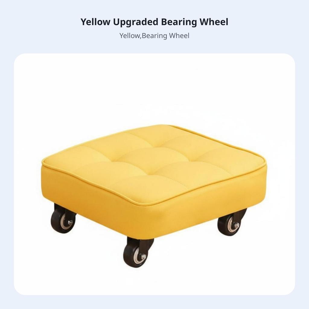 Low-Height Wheeled Seat 360-Degree Mobility Tufted Wheeled Ottoman Versatile Silent Wheels for Parents, Adults, Home, Entryway