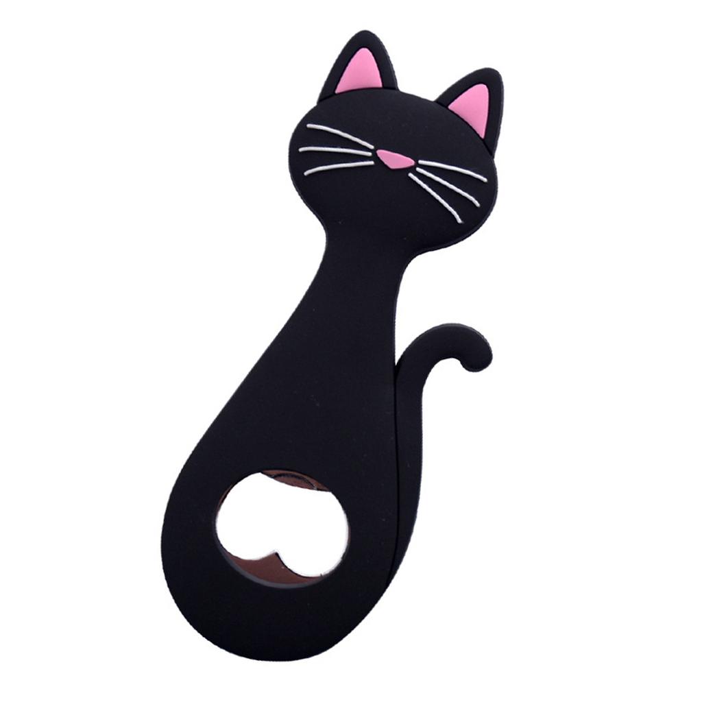 Durable Black Coated Magnetic Bottle Opener Cats Design Convenient Functional 50g Kitchen Tool For Beer Enthusiasts
