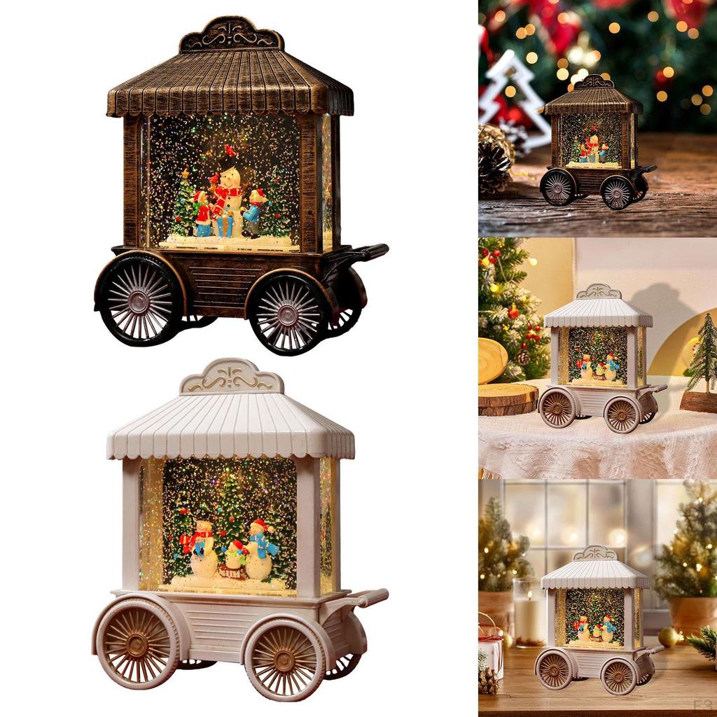 Christmas Musical Snow Globe Decoration Music Box Snowman Glittering for Table Centerpiece