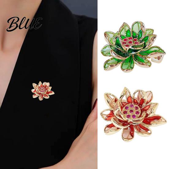 Meaningful Gift Accessory Chinese Style Enamel Brooch Sparkling Rhinestones Flower