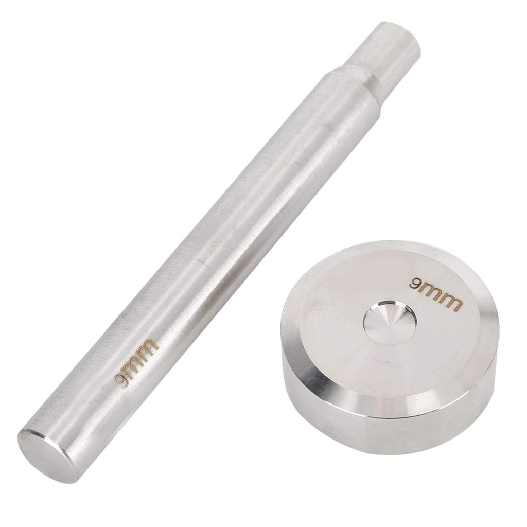9mm Stainless Steel Die Punch Double‑Sided Rivet Setter with Base for Install Rivet Button DIY Leathercraft Tool