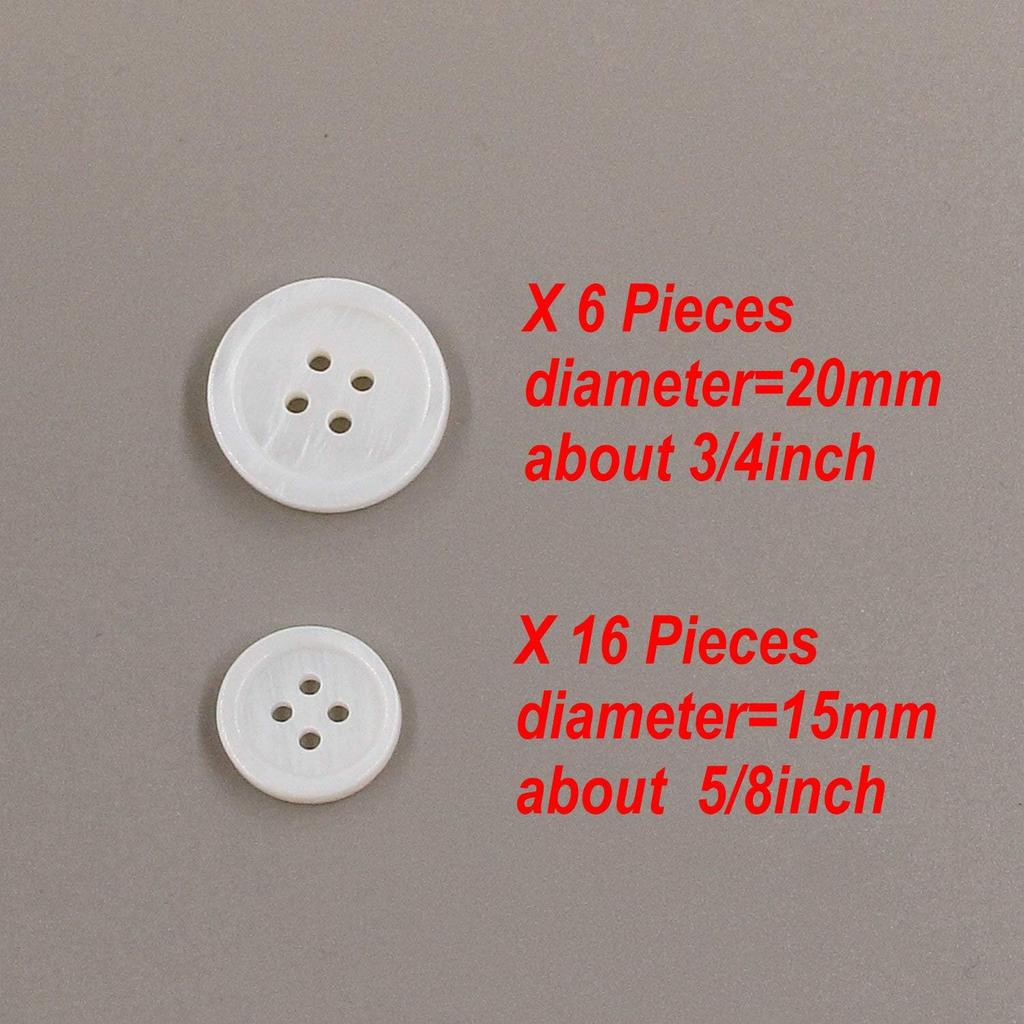22 Pieces Genuine White Mother of Pearl Blazer Buttons Suit Buttons Set 20mm 15mm Natural White MOP Shell Buttons Bulk for Men (White MOP) Leekayer