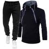 Spring and Autumn Men's Double Zipper Contrast Color Hooded Jacket Set