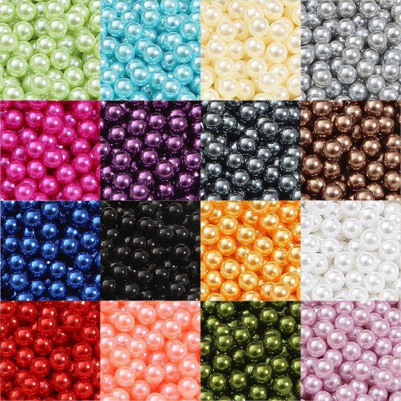 Beaded Abs Non-Porous Imitation Pearl Beads Colored Loose Beads Handmade Diy Hairpin Makeup Brush Storage Box Decoration