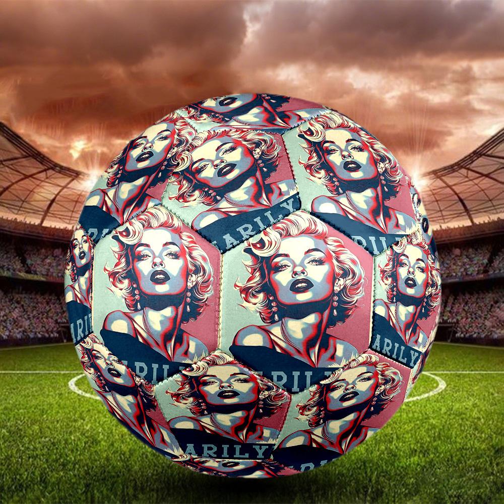 Marilyn Monroe Print Size 5 Soccer Ball, Standard Match Football for Sports Game and Team Practice, Ideal Gift for Soccer Fans