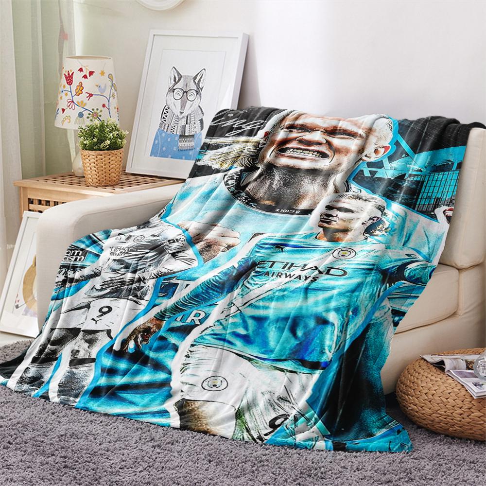 1Pc Erling Haaland Print Flannel Blanket, High quality Comfortable for All Seasons, Home Decor, Warmth and Comfort, Perfect for Christmas GiftS