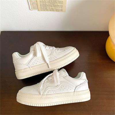 Spring and Autumn New Versatile Ins Trendy Thick-soled Leather Surface Street Shot Hong Kong Style Casual Board Shoes
