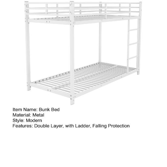 Cama Loft Base Estável Beliche com Escada Proteção contra Quedas Forte Capacidade de Carga Familiar Estrutura de Metal Móveis de Quarto Baixo