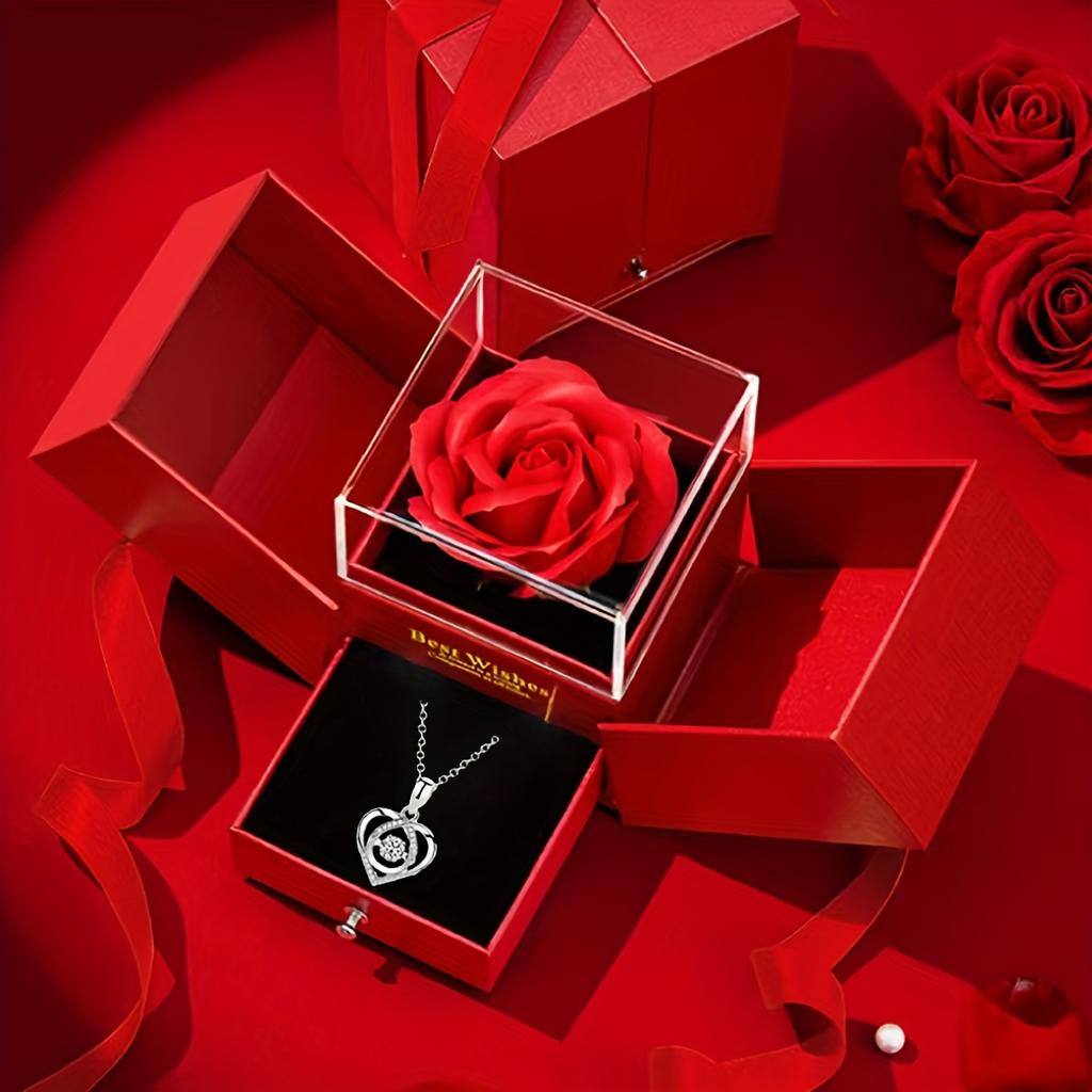 Rose Soap Premium Gift Box with MOM Pendant Necklace,for Mother's Day, Black Friday, Valentine's Day, Anniversaries, Birthdays