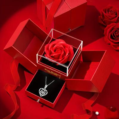 Rose Soap Premium Gift Box with MOM Pendant Necklace,for Mother's Day, Black Friday, Valentine's Day, Anniversaries, Birthdays
