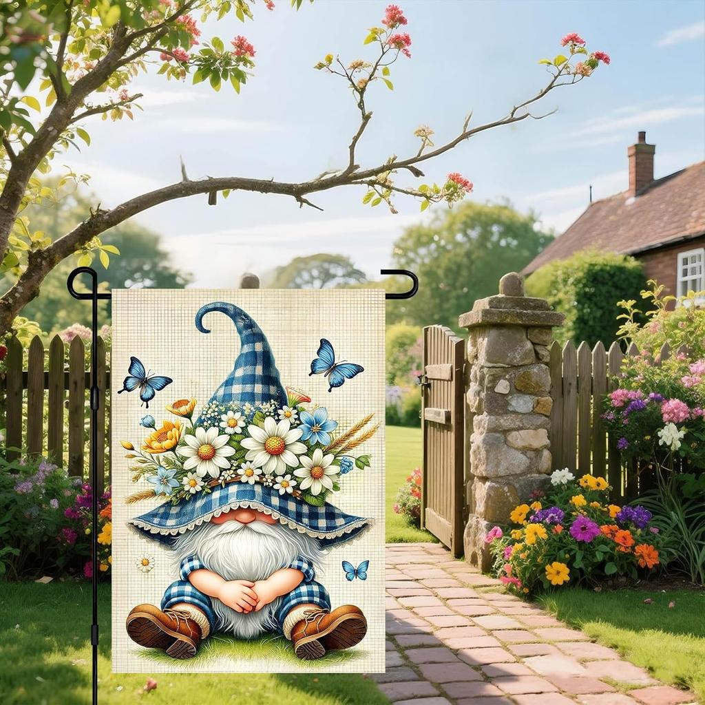 IVN Spring Garden Flag 12x18 Inch Double Sided Outdoor Yard Flag for Outside Home Front Door Lawn Porch Patio Welcome Decor