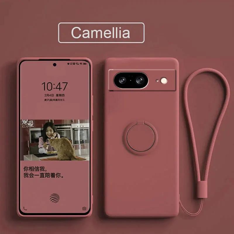 Case for Google Pixel 8 9 Finger Ring Stand Holder Slicone Cover for Pixel 9 Pro XL Solid Color Lens Protection Soft Phone Case