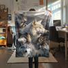 1PC Gray wolf Print Flannel Blanket, High quality Comfortable for All Seasons, Home Decor, Warmth and Comfort