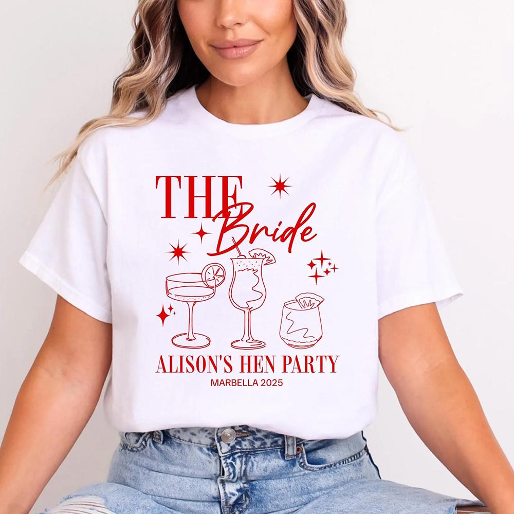 Women Personalised Hen Party T Shirts Team Bride Bridal Party Shirts Hen Party Tops Unisex Top Daily Trendy Party Streetwear S