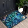 Vibrant Peacock Fantasy Print Area Mat - Non-Slip Soft Crystal Velvet, Large Size  Stunning Blue Peacock & Flora
