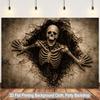 1 piece of 2D flat background fabric, a background fabric featuring a protruding skeleton figure, and an indoor background