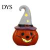 Ceramic Ghost Pumpkin Light Halloween Tealight Holder, Lighted Figurine with Indoor Party Atmosphere Lamp Witch Hat, Tiered Tray Tabletop Decor