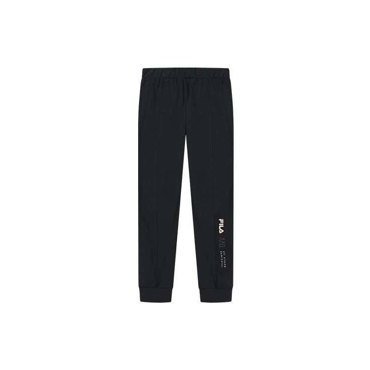 Fila Athletics Breathable Knitted Cuffed Casual Sports Pants Women Pants Deep-Black A11W211619FBK