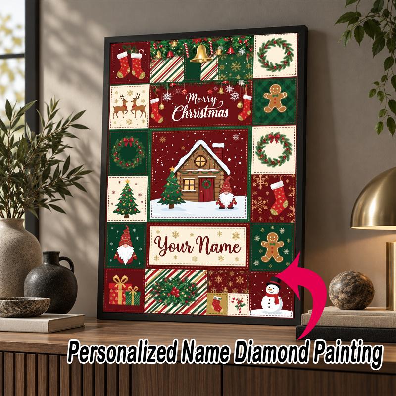 Custom Name Christmas 5D Diamond Painting Personalized Full Drill Diamond Art Kit Gift