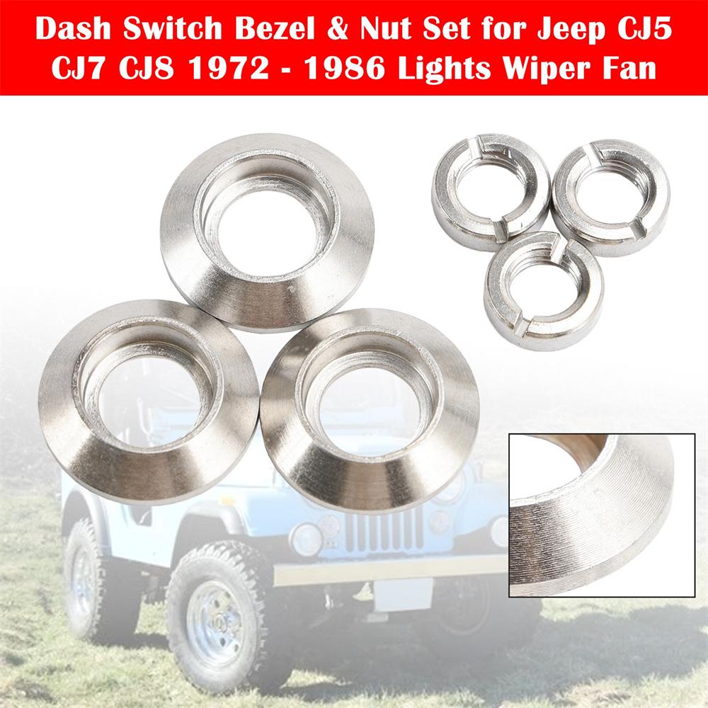 Dash Switch Bezel & Nut Set for Jeep CJ5 CJ7 CJ8 1972‑1986 Interior Controls