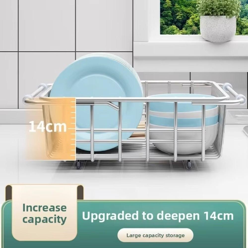 Adjustable Sink Drain Basket Telescopic Dish Drying Rack Kitchen Storage Organizer Kitchen Use