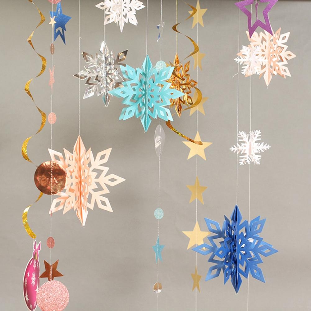 Festive Paper Snowflake Ceiling Decor Set of 6 for Christmas Festivities