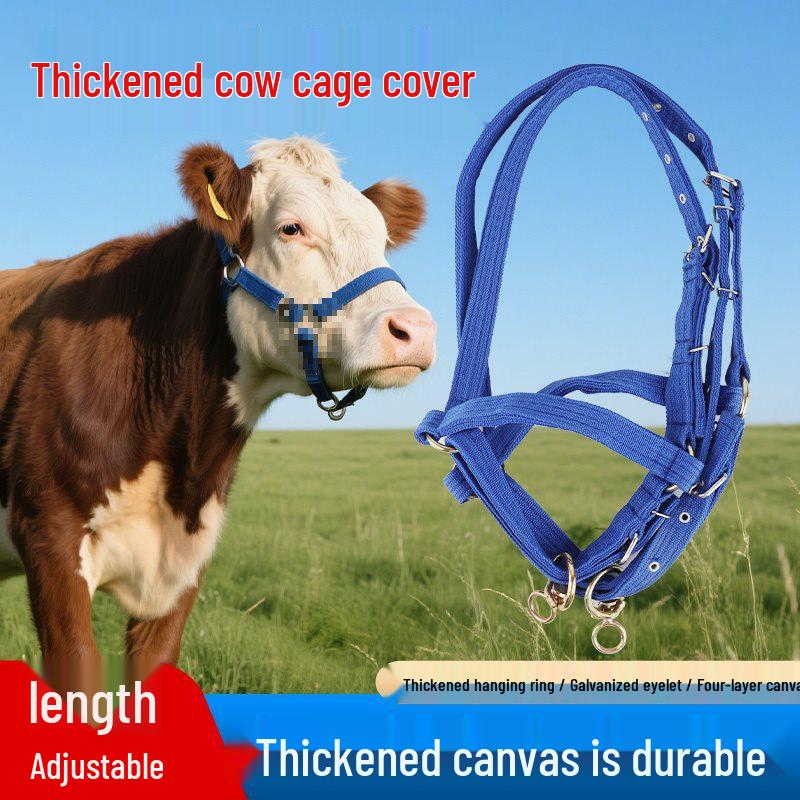 

Thickened Cow Halter & Muzzle Rope for Calf and Adult Cow Small with Face Cover [For 100-300 Jin]