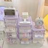 Purple Desktop Storage Box Organizer with Drawers Clear Plastic Office School Stationery Makeup Cosmetic Jewelry Storage Boxes