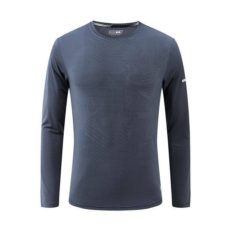Men's Quick-Dry Long-Sleeve Sports T-Shirt - Large Size, Round Neck, Ideal for Running & Casual Wear