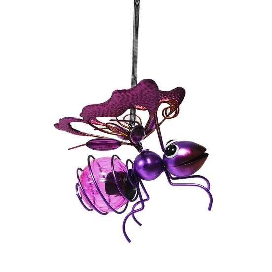 

Уличный подвесной солнечный светильник Мягкое свечение IP44 Водонепроницаемый светильник в форме насекомого на солнечной батарее, украшение для сада фиолетовый