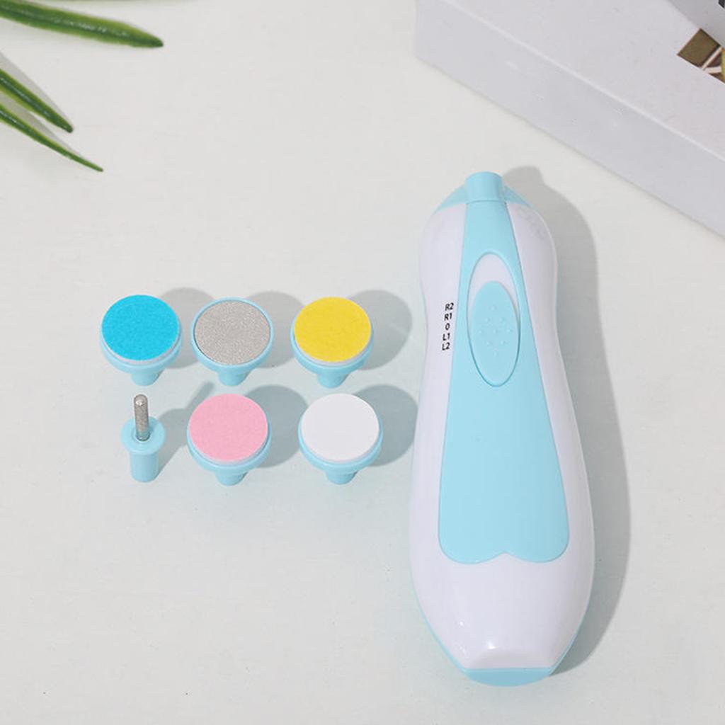 Electric Baby Nail Trimmer with 6 Grinding Heads Newborn Infant Nail File Clipper with Light Toddlers Manicure Toes Fingernails Care Trimming Tools