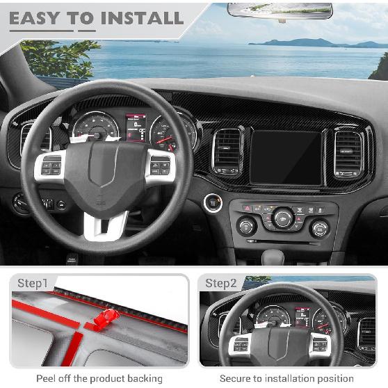 JeCar for Charger Carbon Fiber Dash Trim for Dodge Charger 2011 2012 2013 2014 Interior Accessories (4pcs)